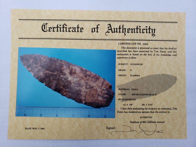 Fl. Stanfield Paleo w/COA! | Fossils & Artifacts for Sale | Paleo Enterprises | Fossils & Artifacts for Sale