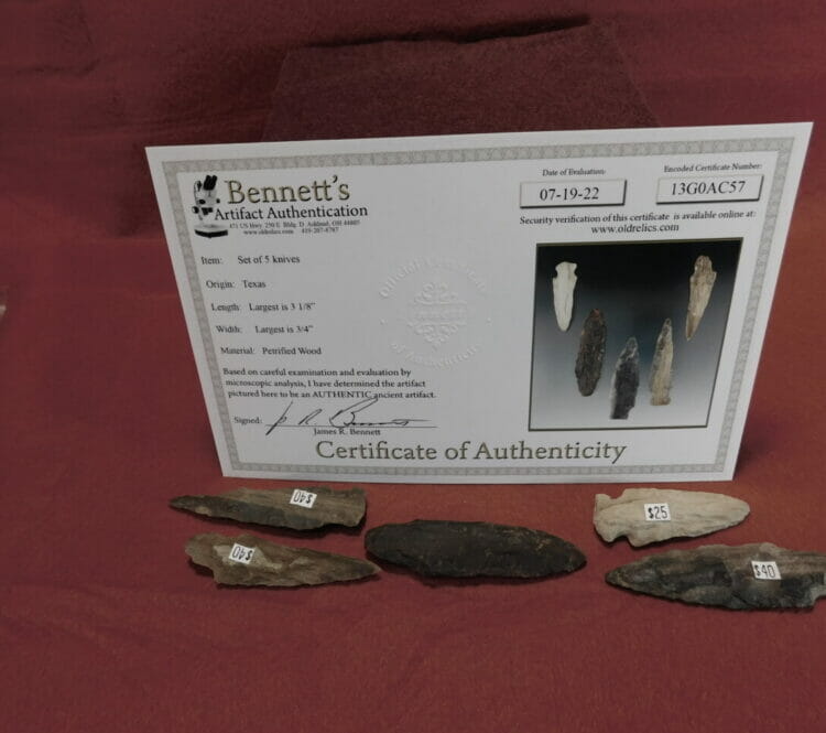 5 Very Fine Petrified Wood Knifes / Artifact | Fossils & Artifacts for Sale | Paleo Enterprises | Fossils & Artifacts for Sale