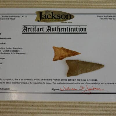 Authentic Dalton Point artifact COA
