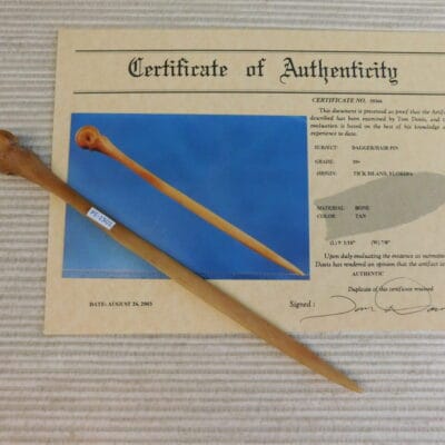 Certified Authentic Native American Artifact: Dagger/Hair Pin-COA