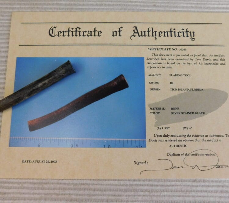 Certified Authentic Native American Artifact: Flaking Tool-COA