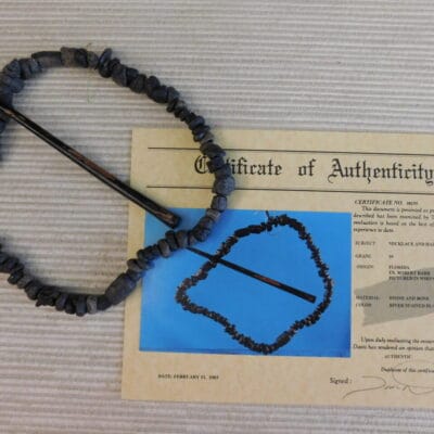 Certified Authentic Native American Artifact: Necklace & Hair Pin-COA included