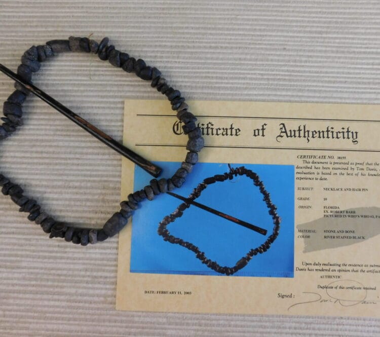 Certified Authentic Native American Artifact: Necklace & Hair Pin-COA included